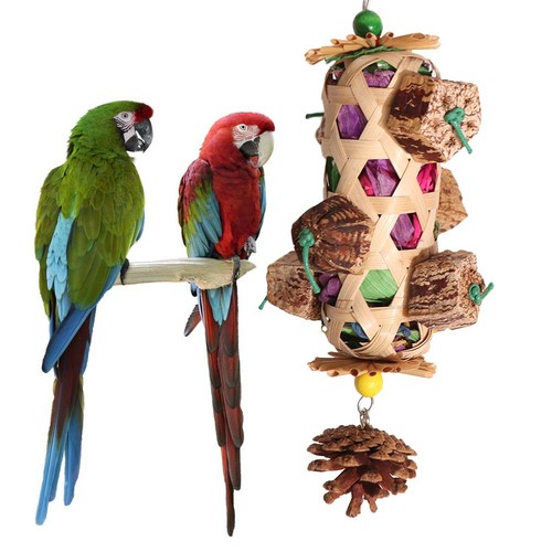 Bird chew toy hanging - toy, cornhusk