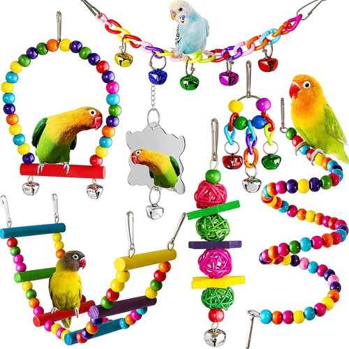 Pack parrot toys set wood - 7,