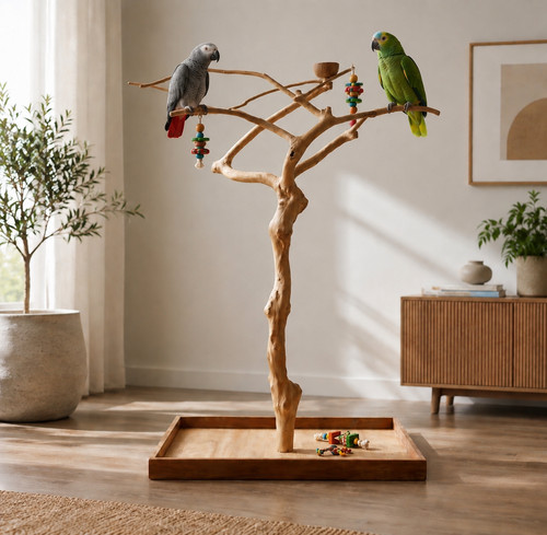 Large natural java - wood, parrot