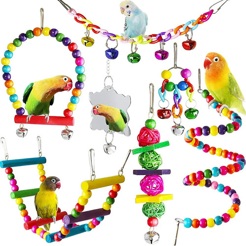 7pcs pack wood parrot toys - parrot,
